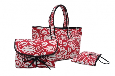 Red Coco Diaper Bag Set - Shopper Bag