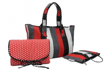 Stripes Wickeltasche Set - Shopper Bag