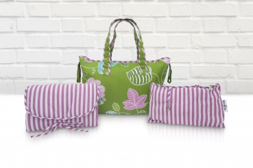 Belily-World Venice Green Shopper Bag - Wickeltasche Set