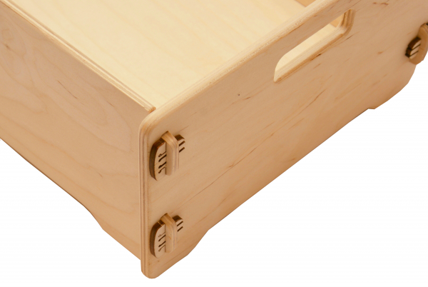 Unaufgebaute Holzkiste - Label für Wickeltaschen, Stillkissen