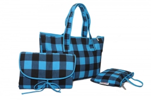 Keck Kariert Wickeltasche Set - Shopper Bag